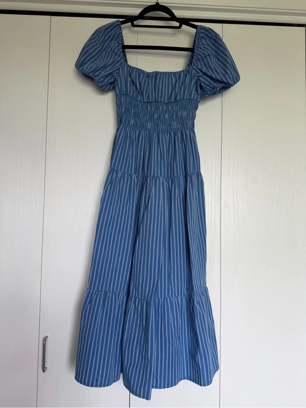 Aritzia Blue Striped Allegoria Poplin Dress - Picture 7 of 8
